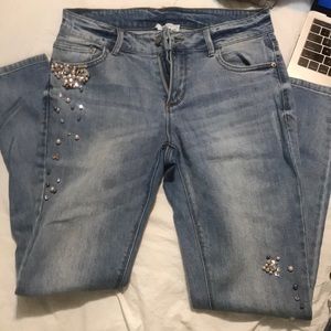 Light blue rhinestone denim